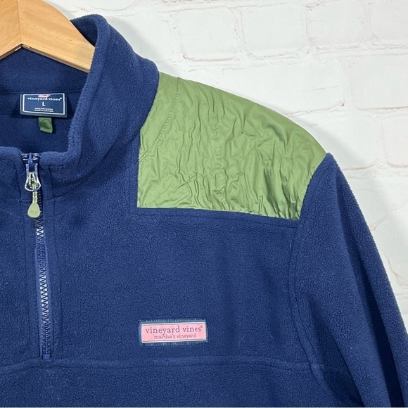 Vineyard Vines Fleece Quarter Zip Pullover Jacket Mens Large Blue Green - Picture 6 of 13